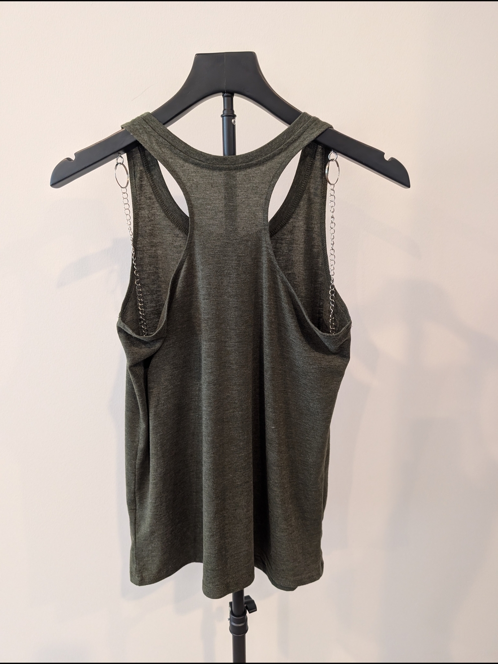 Women's Dark Green Racerback Tank with White Lotus Namaste Yoga Medium - Picture 5 of 9